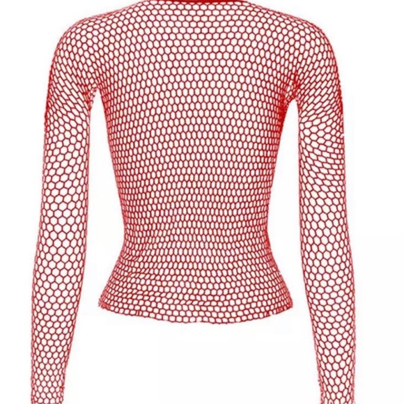 Red Long Sleeve Fishnet Shirt - Picture 1 of 1